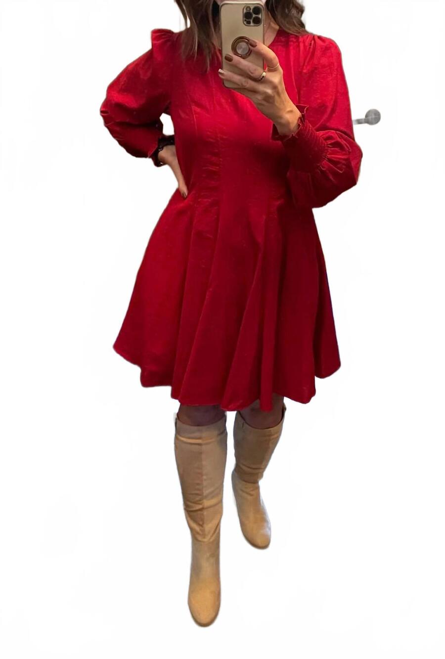 NEW IN-LOOM fit and flare mini dress in cherry merlot